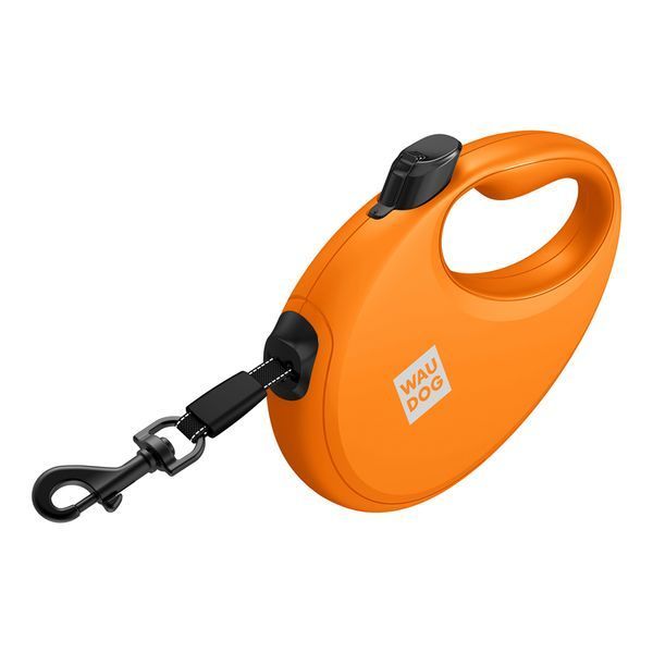 Повідець-рулетка для собак WAUDOG R-leash з контейнером для пакетів, світловідбивна стрічка, S, до 12 кг, 3 м, помаранчевий 26274 фото