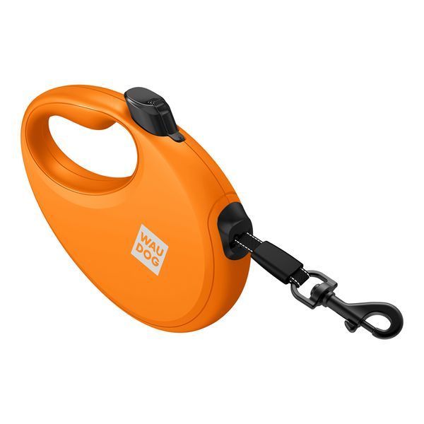 Повідець-рулетка для собак WAUDOG R-leash з контейнером для пакетів, світловідбивна стрічка, S, до 12 кг, 3 м, помаранчевий 26274 фото