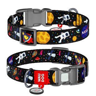 Нашийник для собак нейлоновий WAUDOG Nylon з QR паспортом, малюнок "NASA", пластиковий фастекс, Ш 25 мм, Дов 33-49 см 4750 фото