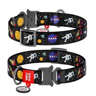 Нашийник для собак нейлоновий WAUDOG Nylon з QR паспортом, малюнок "NASA", металічна пряжка-фастекс, Ш 20 мм, Дов 28-40 см 5120 фото