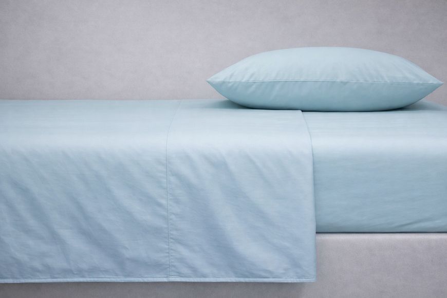 Підковдра на блискавці Ecotton полуторний 150х215 см із сатину однотонний блакитний 15-5205 Aqua Grey 24768 фото