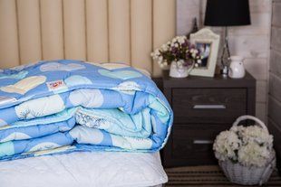 Ковдра Ecotton Євро 200х210 см антиалергенна із бязі блакитна 40-0607 Blue 03999 фото