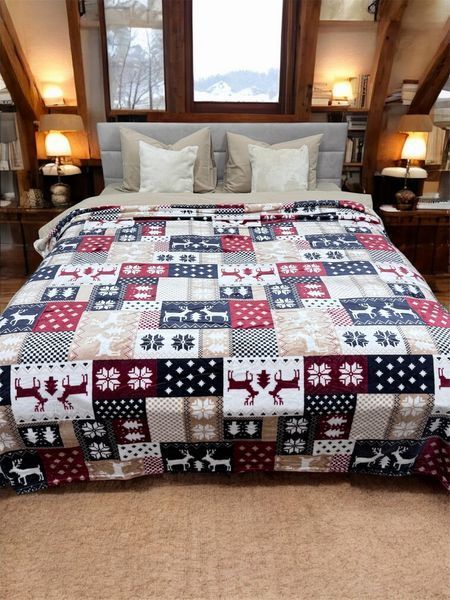 Плед Ecotton 200х220 см Well Soft новорічний з оленями синій 24185 фото