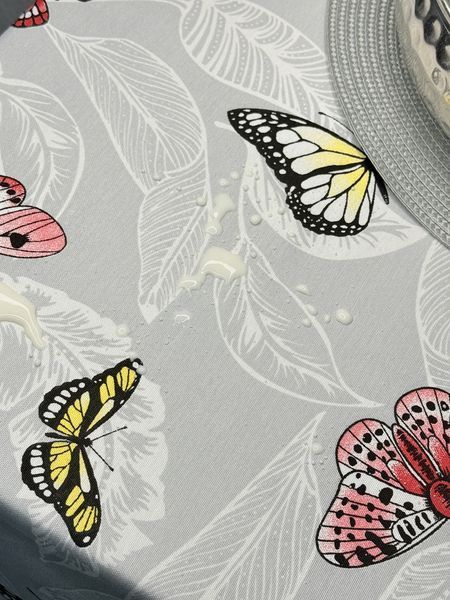 Скатертина Ecotton DUCK 170х220 см водовідштовхувальна сіра 5725-13 Метелики 24035 фото