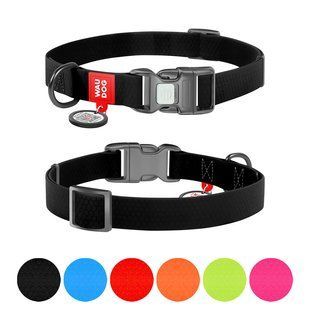Нашийник для собак водостійкий WAUDOG Waterproof c QR паспортом, пластикова пряжка-фастекс, Ш 25 мм, Дов 34-49 см, чорний 27721 фото