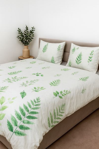 Комплект постільної білизни Ecotton двоспальний 180х215 см Папороть біла (21204АВ) 23737 фото