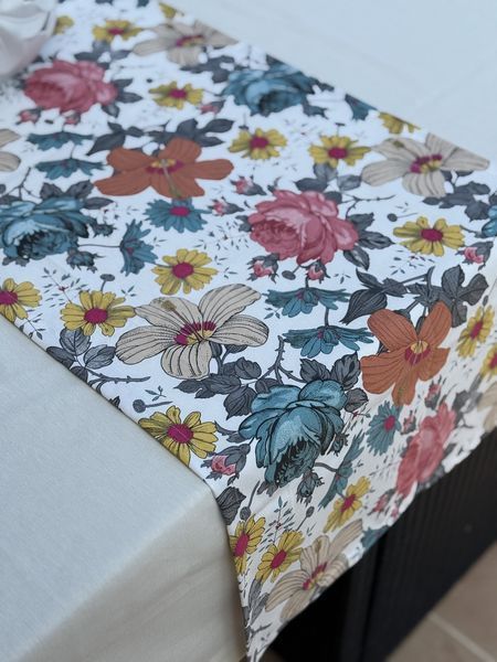 Ранер доріжка Ecotton DUCK 45x170 см для обіднього столу водовідштовхувальна в квітках 25123 фото