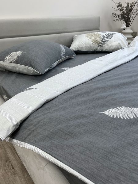 Підковдра на блискавці Ecotton полуторний 150х215 см із сатину сірого кольору двостороння 25352 фото