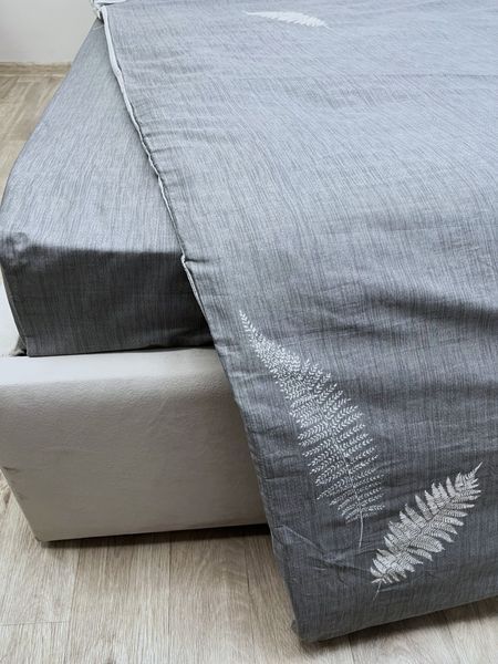 Підковдра на блискавці Ecotton полуторний 150х215 см із сатину сірого кольору двостороння 25352 фото