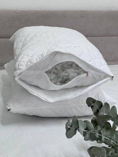 Подушка Ecotton 50х70 см подвійна з чохлом на блискавці із мікрофібри біла White (Novita) 23983 фото