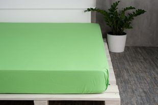 Простирадло на резинці Ecotton 160х200 см однотонне зеленого кольору Summer green 20640 фото