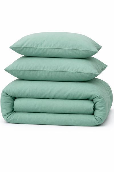 Наволочка Ecotton 70х70 см фланель із бавовни Mint м'ятного кольору 25516 фото