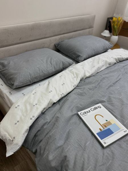 Комплект постільної білизни Ecotton двоспальний 180х215 см двосторонній сірий 23678 фото