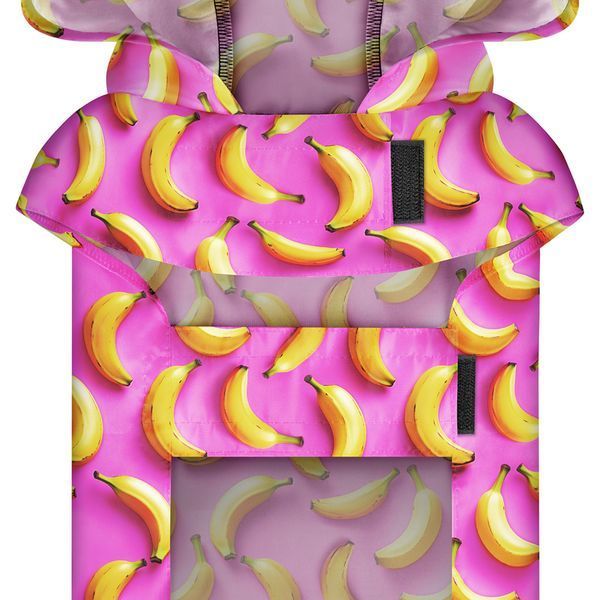 Дощовик-накидка з капюшоном для собак WAUDOG Clothes, малюнок "Банани на рожевому",L, А 48-52 см, B 60-70 см, С 42-52 см 358-4055 фото