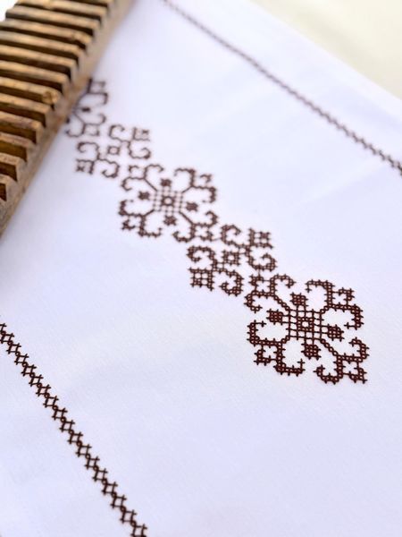 Ранер доріжка Ecotton 45x170 см для обіднього столу водовідштовхувальна в етно-стилі біла 25259 фото