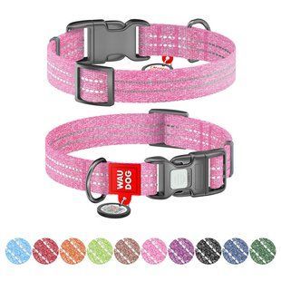 Нашийник WAUDOG Re-cotton з QR паспортом, відновлена бавовна, пластикова пряжка (ширина 15 мм, довжина 25-35 см) рожевий 02867 фото