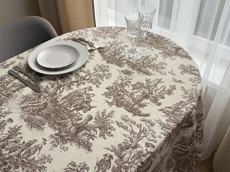 Скатертина столова Ecotton DUCK 150х170 см водовідштовхувальна Italiano бежевий (30497 Beige) 25026 фото