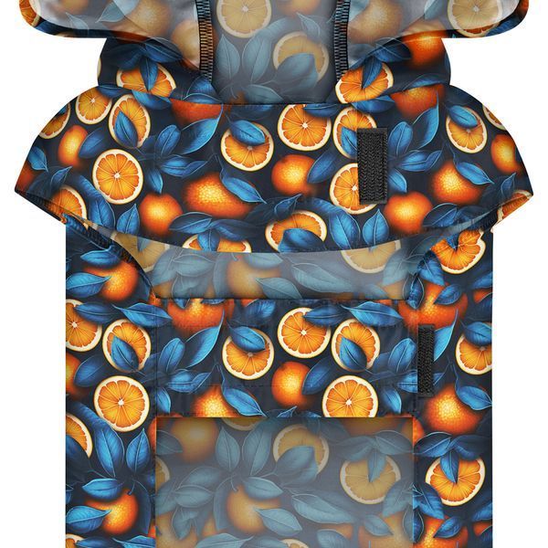 Дощовик-накидка з капюшоном для собак WAUDOG Clothes, малюнок "Апельсини",L, А 48-52 см, B 60-70 см, С 42-52 см 358-4054 фото