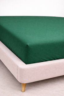 Простирадло на резинці Ecotton 160х200 см фланель бавовняне Green зеленого кольору 25534 фото