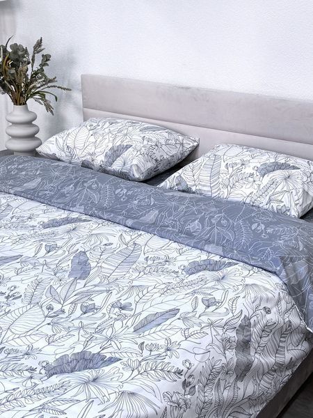 Комплект постільної білизни Ecotton двоспальний 180х215 см сатин Листя (рис. 24312) 24813 фото