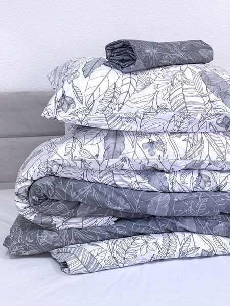 Комплект постільної білизни Ecotton двоспальний 180х215 см сатин Листя (рис. 24312) 24813 фото