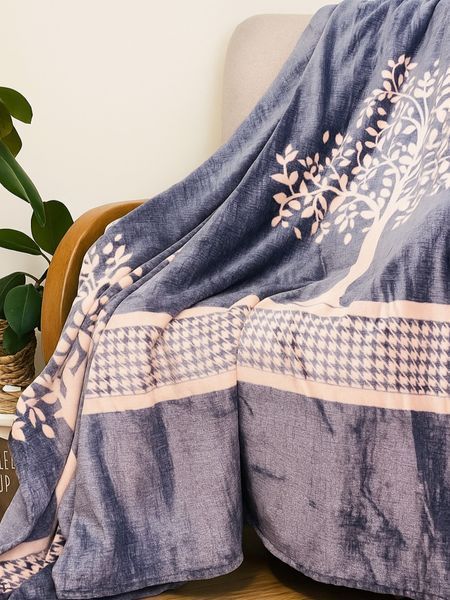 Плед Ecotton 220х240 см із мікрофібри Well Soft Дерева на синьому 23499 фото