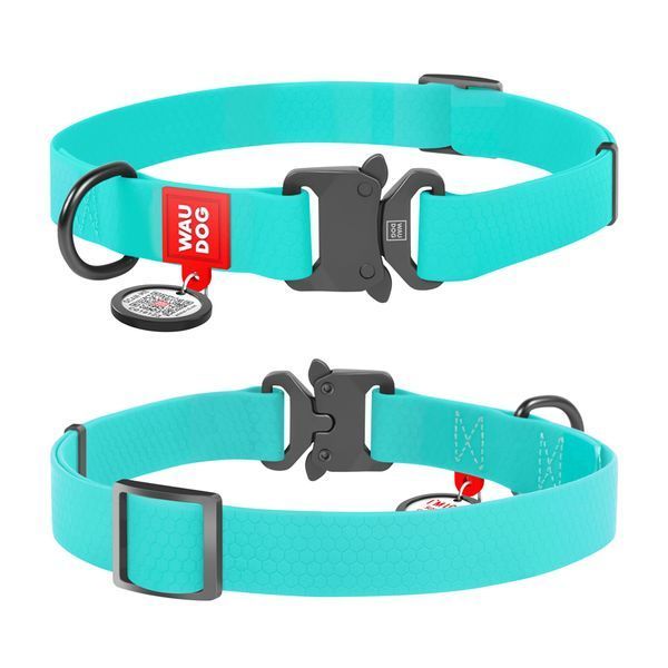 Нашийник для собак водостійкий WAUDOG Waterproof c QR паспортом, світонакоплювальний, металічна пряжка-фастекс, Ш 25 мм, Дов 34-49 см 2783 фото