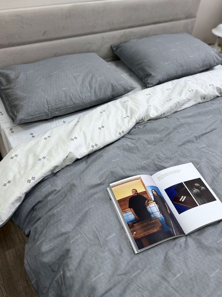 Комплект постільної білизни Ecotton Євро 210х220 см 21205 сіра Полоса 23742 фото