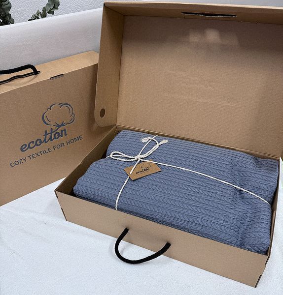 Покривало Ecotton Pique 200х230 см натуральне сіре Grey в крафтовій подарунковій коробці 24541 фото