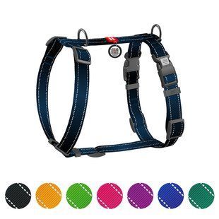 Шлея для собак анатомічна H-подібна WAUDOG Nylon Mono з QR-паспортом, світловідбивна, пластиковий фастекс, розмір М, Ш 20 мм, А 38-60 см, В 45-60 см, чорний 54571 фото