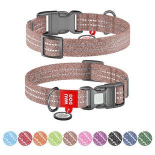 Нашийник WAUDOG Re-cotton з QR паспортом, відновлена бавовна, пластикова пряжка (ширина 15 мм, довжина 25-35 см) коричневий 02866 фото