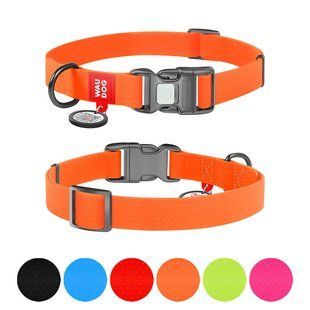 Нашийник для собак водостійкий WAUDOG Waterproof c QR паспортом, пластикова пряжка-фастекс, Ш 20 мм, Дов 28-40 см, помаранчевий 27454 фото