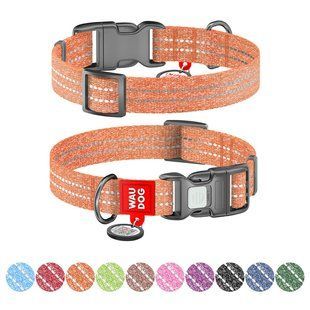 Нашийник WAUDOG Re-cotton з QR паспортом, відновлена бавовна, пластикова пряжка (ширина 15 мм, довжина 25-35 см) помаранчевий 02864 фото