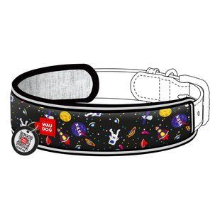 Ергономічна накладка на нашийник WAUDOG Nylon з QR-паспортом, малюнок "NASA" (розмір S, для ширини нашийника 15-20 см) 2402-0147 фото