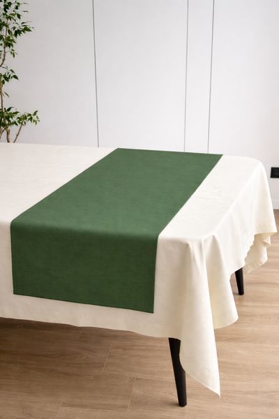 Ранер доріжка Ecotton DUCK 45x170 см для обіднього столу водовідштовхувальна однотонна зелена Green 25342 фото