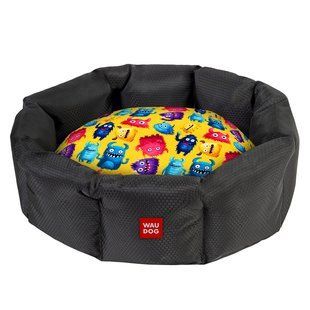 Лежанка для собак WAUDOG Relax, малюнок "Мохнаті монстри", M, Ш 42 см, Д 52 см, В 19 см 314-4050 фото
