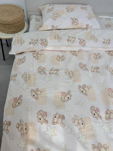 Дитячий комплект постільної білизни Ecotton 110х140 см персиковий Хмаринкові Ведмедики 21539 фото