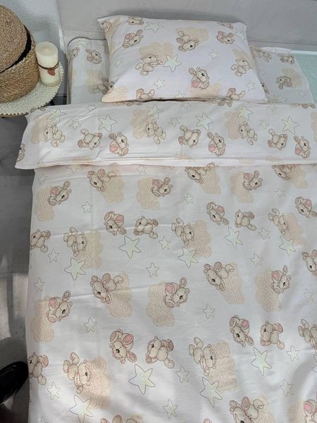 Дитячий комплект постільної білизни Ecotton 110х140 см персиковий Хмаринкові Ведмедики 21539 фото