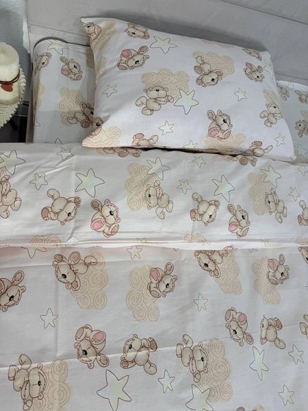 Дитячий комплект постільної білизни Ecotton 110х140 см персиковий Хмаринкові Ведмедики 21539 фото