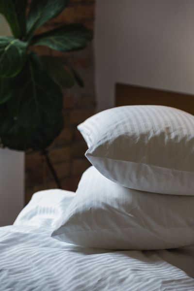 Комплект постільної білизни Ecotton Євро 210х220 см готельний із Страйп-сатину білий полоска 1х1 см (25143) 20896 фото
