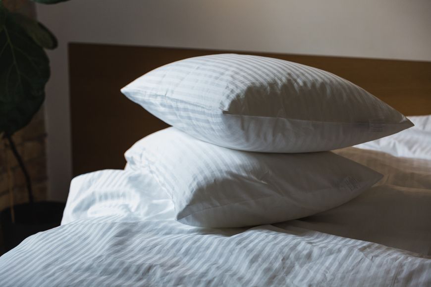 Комплект постільної білизни Ecotton Євро 210х220 см готельний із Страйп-сатину білий полоска 1х1 см (25143) 20896 фото