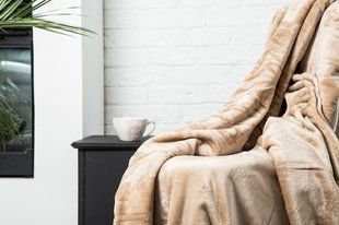 Плед Ecotton 200х220 см з мікрофібри Well Soft бежевий (Beige) 23159 фото