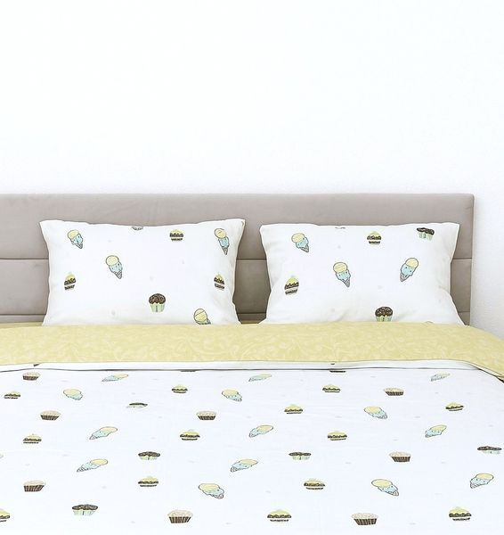 Комплект постільної білизни Ecotton двоспальний 180х215 см сатин білий Ice cream (рис. 24310) 24812 фото