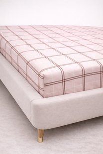 Простирадло на резинці Ecotton 140х200 см фланель бавовняне рожевого кольору в клітинку 25575 фото