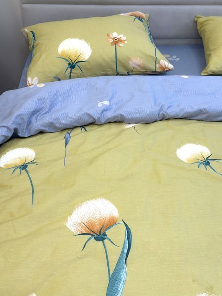 Комплект постільної білизни Ecotton Євро 210х220 см гірчичний Кульбаби (21211А) 23754 фото