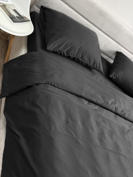 Комплект постільної білизни Ecotton Євро 210х220 см однотонний чорний Black 25187 фото