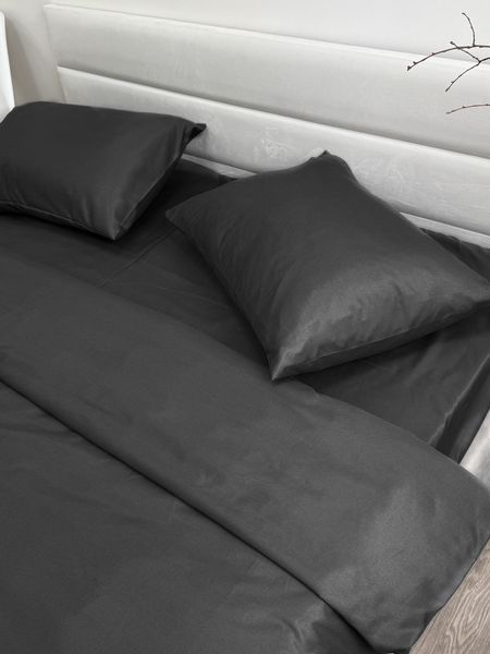 Комплект постільної білизни Ecotton Євро 210х220 см однотонний чорний Black 25187 фото