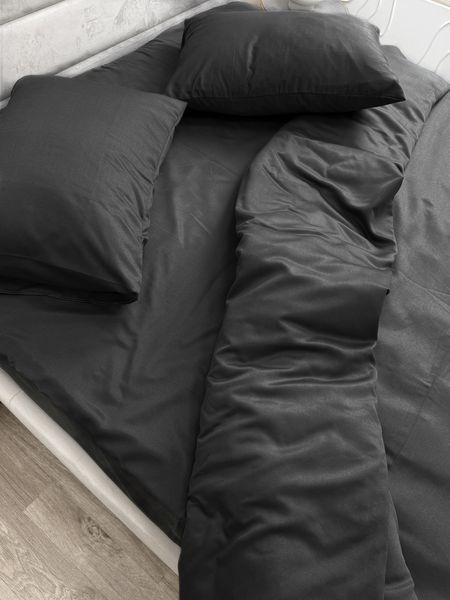 Комплект постільної білизни Ecotton Євро 210х220 см однотонний чорний Black 25187 фото