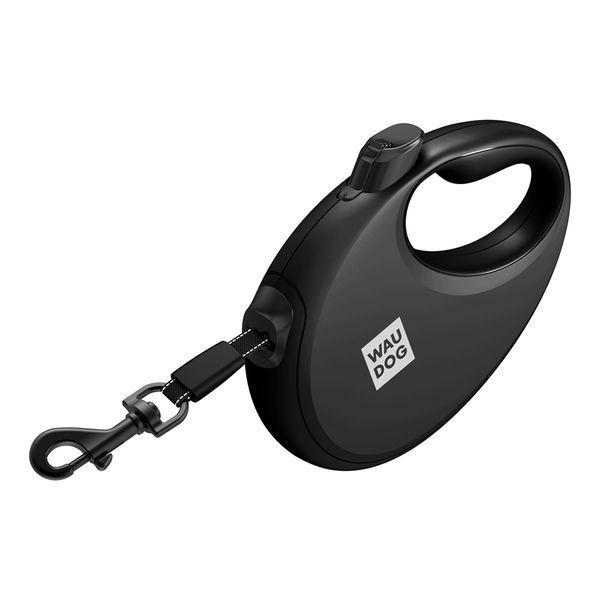 Повідець-рулетка для собак WAUDOG R-leash з контейнером для пакетів, світловідбивна стрічка, М, до 20 кг, 5 м, чорний 26281 фото