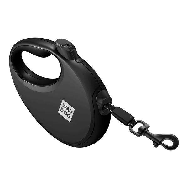 Повідець-рулетка для собак WAUDOG R-leash з контейнером для пакетів, світловідбивна стрічка, М, до 20 кг, 5 м, чорний 26281 фото